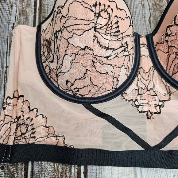Auden bustier bralette corset bra top light pink and black Women's size Medium - Picture 2 of 5